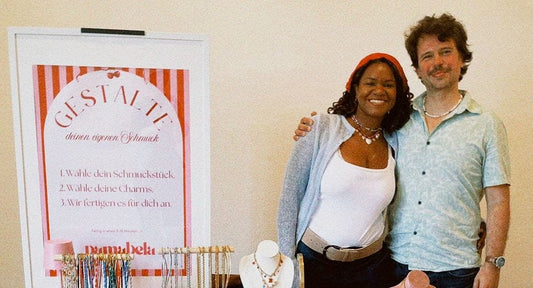 Patricia and Ismael from Pamabela at their stand at the second Markt der schönen Dinge in Darmstadt