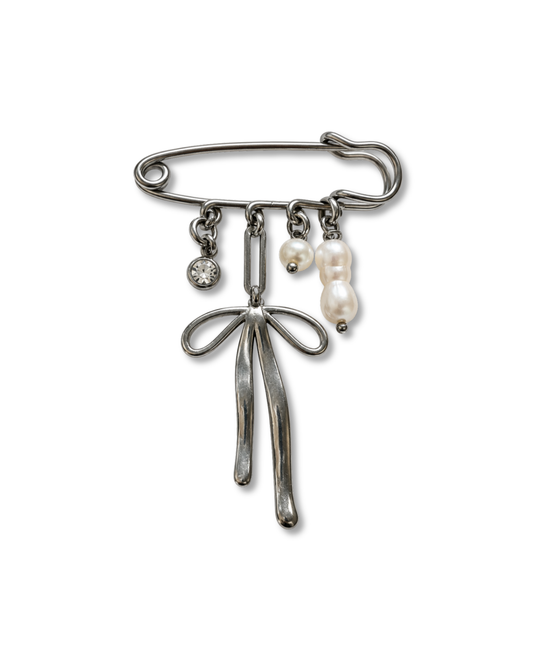 Silver Bow Brooch