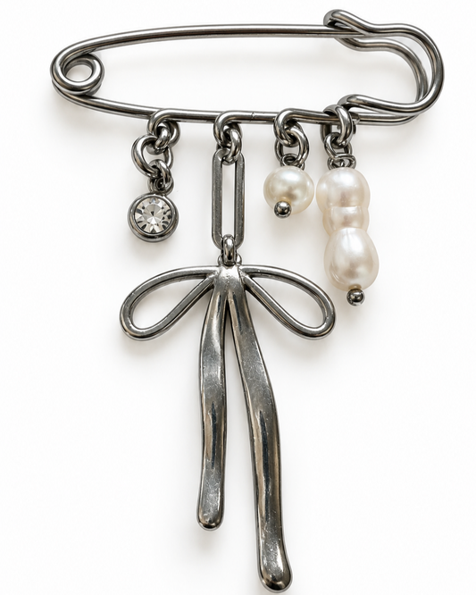 Silver Bow Brooch
